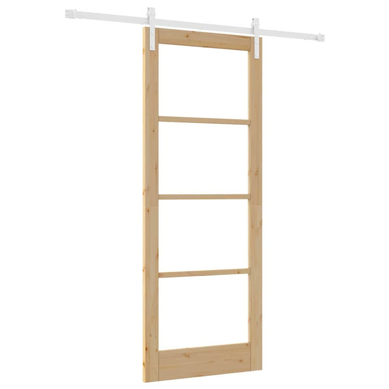 vidaXL Csúszó ajtó ORKDAL Barna 83 x 211 cm Tömör fenyőfa