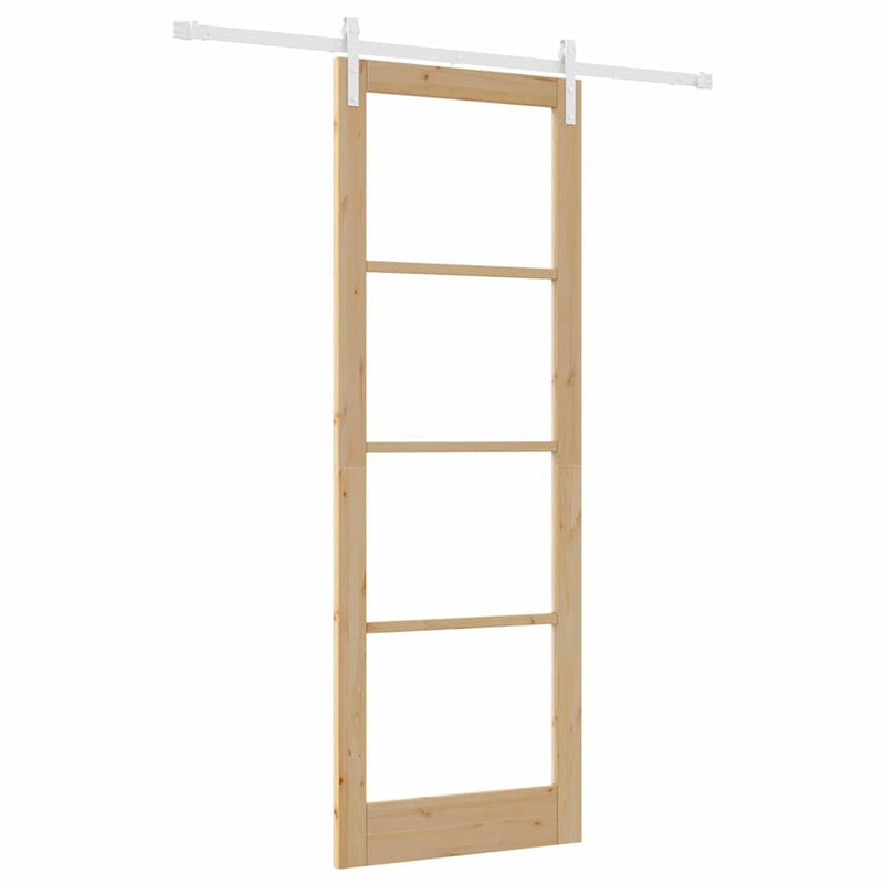 vidaXL Csúszó ajtó ORKDAL Barna 83 x 232 cm Tömör fenyőfa