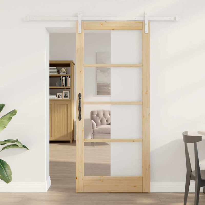 vidaXL Csúszó ajtó ORKDAL Barna 86 x 198.5 cm Tömör fenyőfa