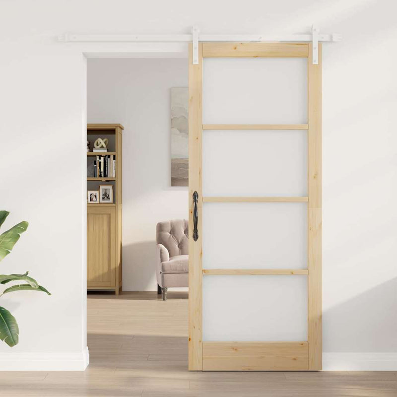 vidaXL Csúszó ajtó ORKDAL Barna 86 x 211 cm Tömör fenyőfa
