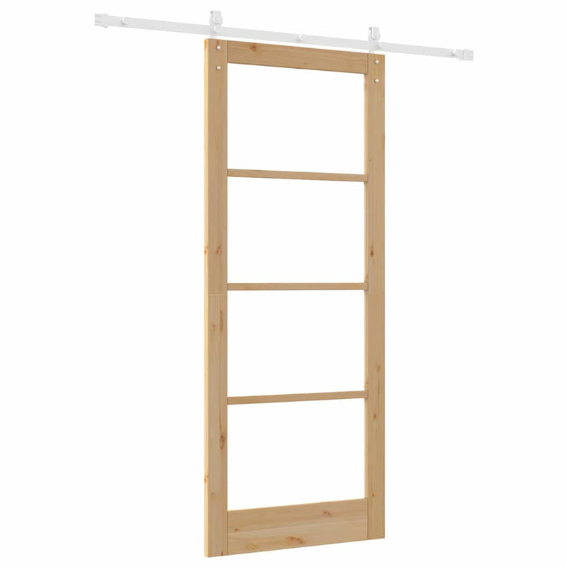 vidaXL Csúszó ajtó ORKDAL Barna 86 x 211 cm Tömör fenyőfa