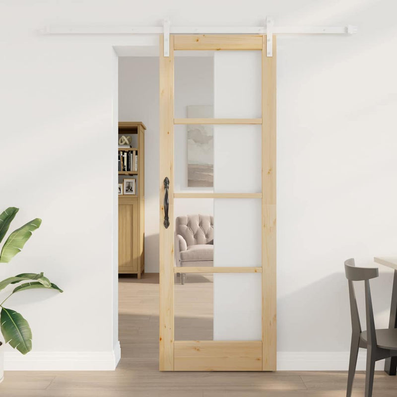vidaXL Csúszó ajtó ORKDAL Barna 73.5 x 211 cm Tömör fenyőfa