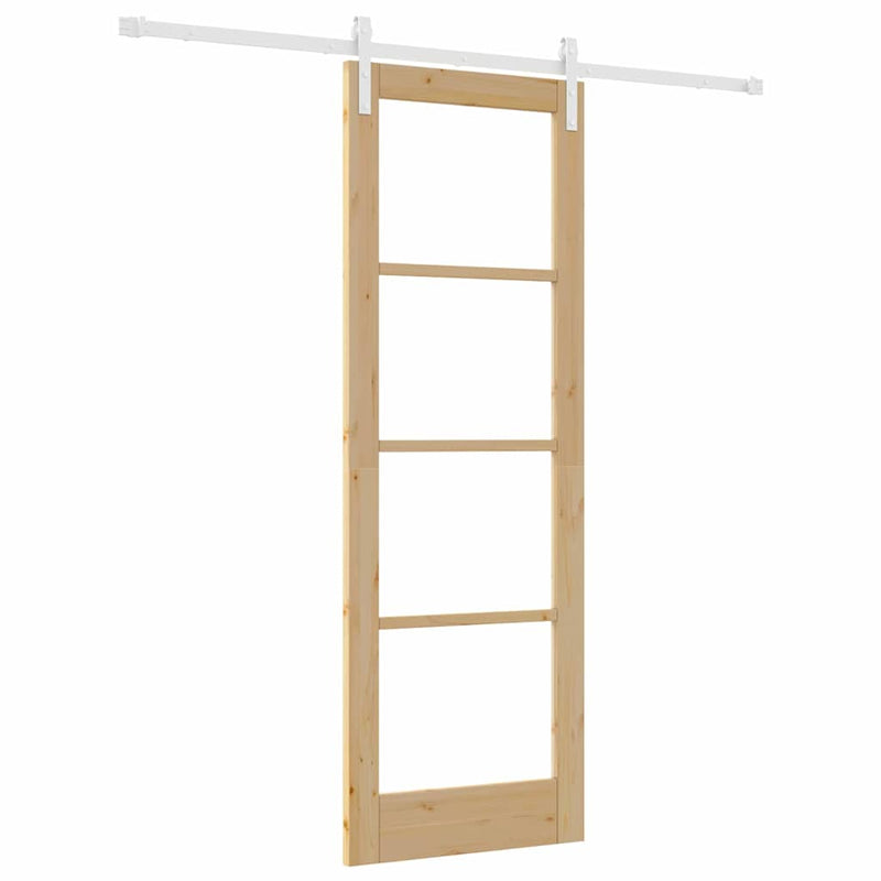 vidaXL Csúszó ajtó ORKDAL Barna 73.5 x 211 cm Tömör fenyőfa