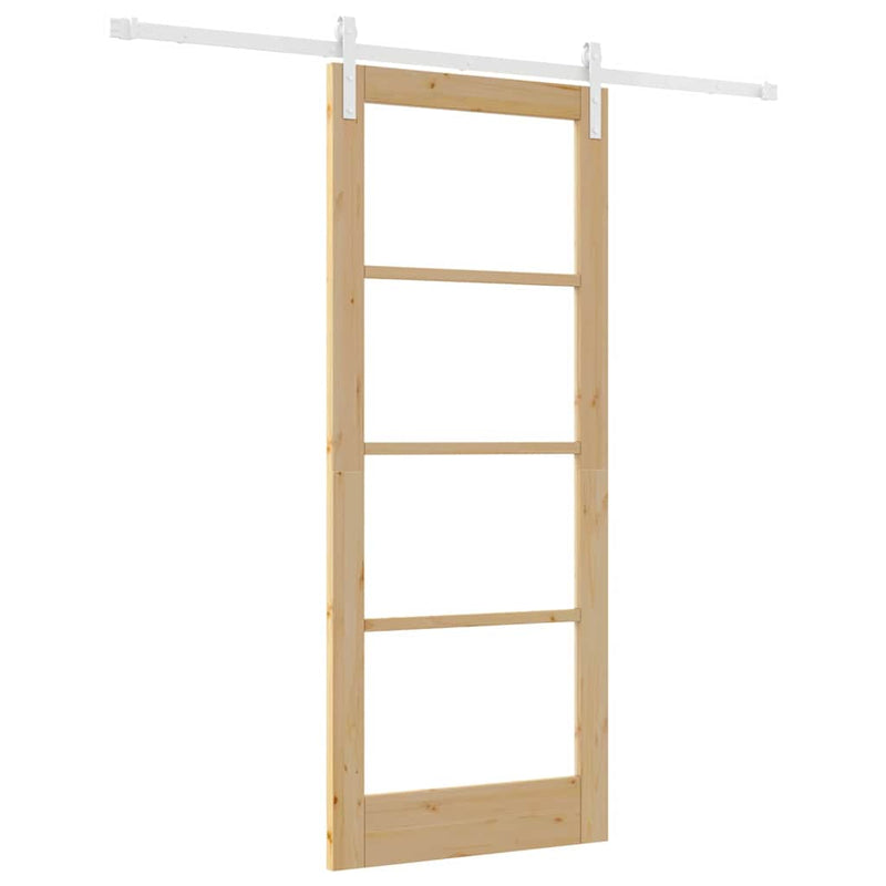 vidaXL Csúszó ajtó ORKDAL Barna 83 x 202 cm Tömör fenyőfa