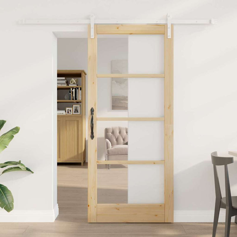 vidaXL Csúszó ajtó ORKDAL Barna 86 x 198.5 cm Tömör fenyőfa