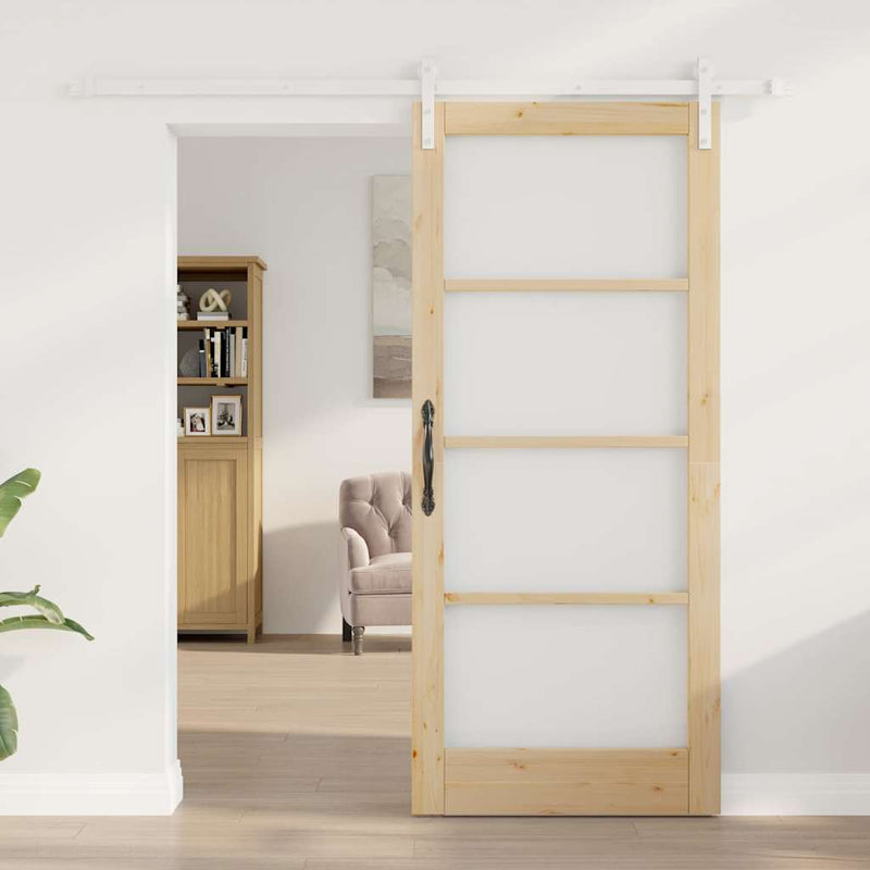vidaXL Csúszó ajtó ORKDAL Barna 86 x 198.5 cm Tömör fenyőfa