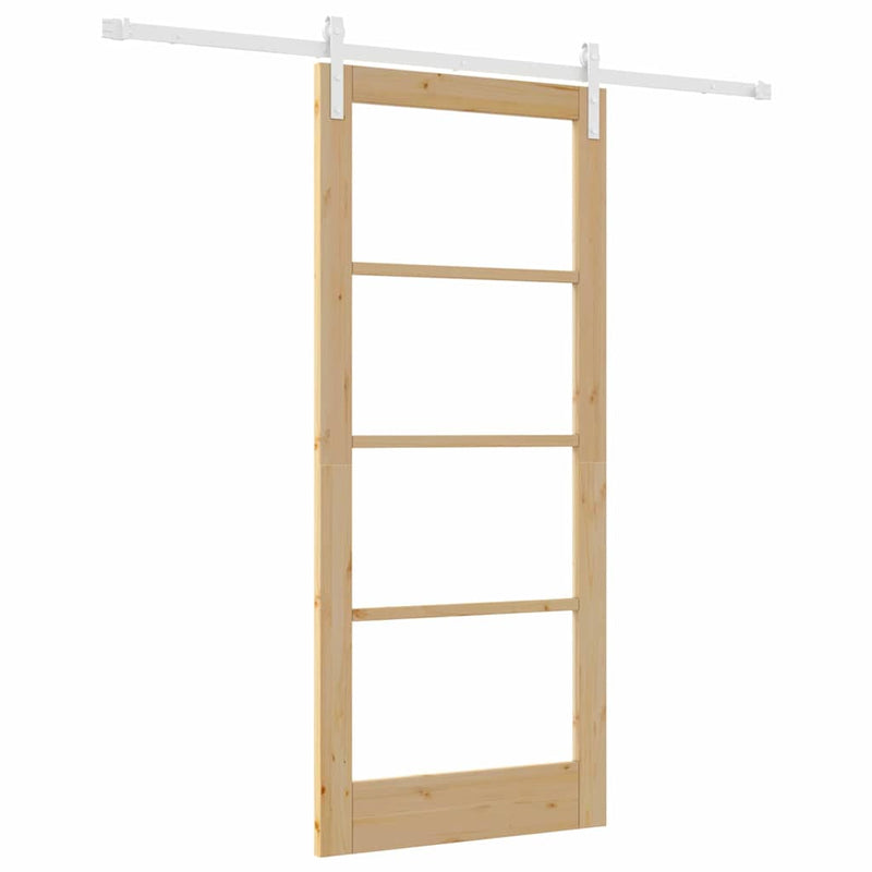 vidaXL Csúszó ajtó ORKDAL Barna 86 x 198.5 cm Tömör fenyőfa