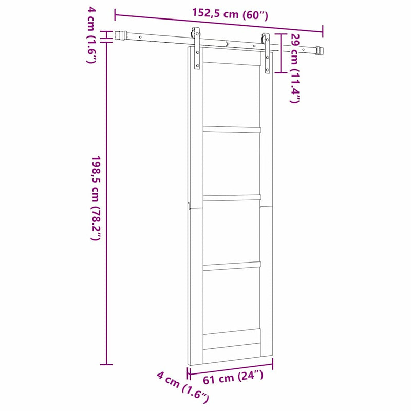 vidaXL Csúszó ajtó Egyéb ORKDAL Barna 61 x 198.5 cm