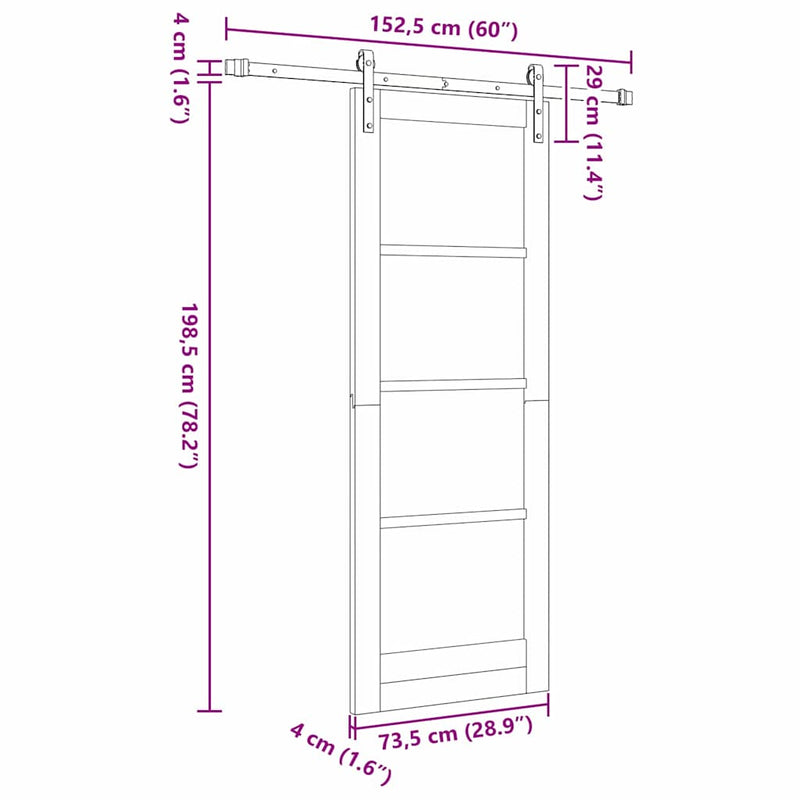 vidaXL Csúszó ajtó Egyéb ORKDAL Barna 73.5 x 198.5 cm