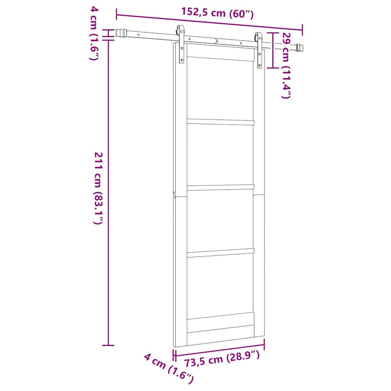 vidaXL Csúszó ajtó Egyéb ORKDAL Barna 73.5 x 211 cm