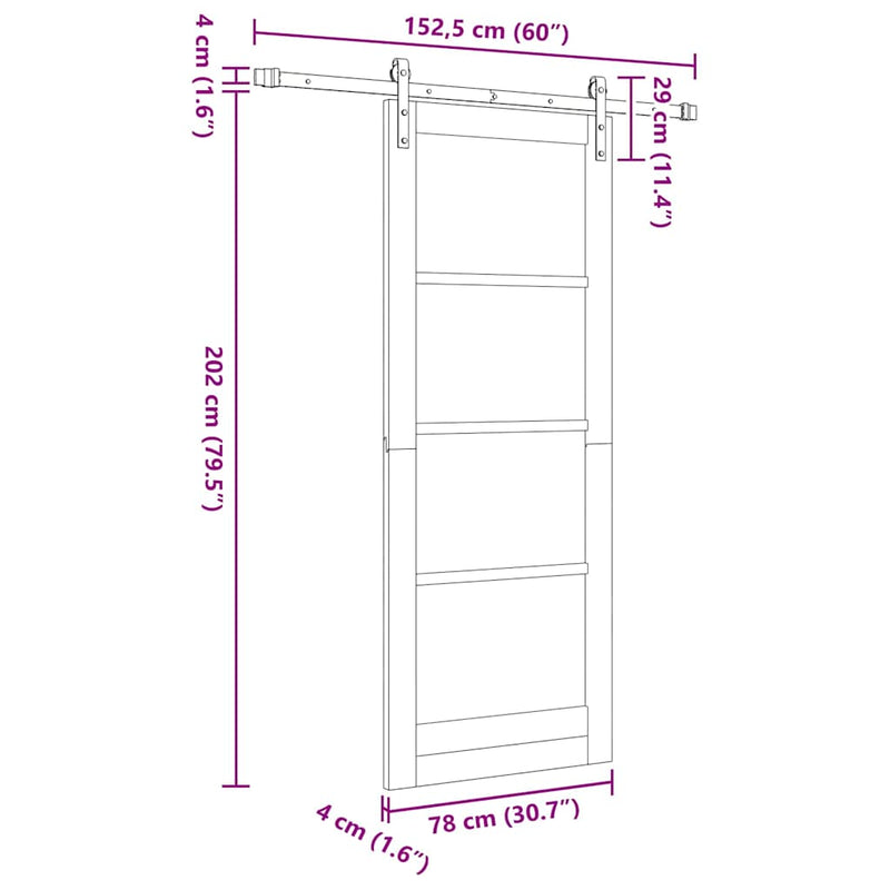 vidaXL Csúszó ajtó Egyéb ORKDAL Barna 78 x 202 cm