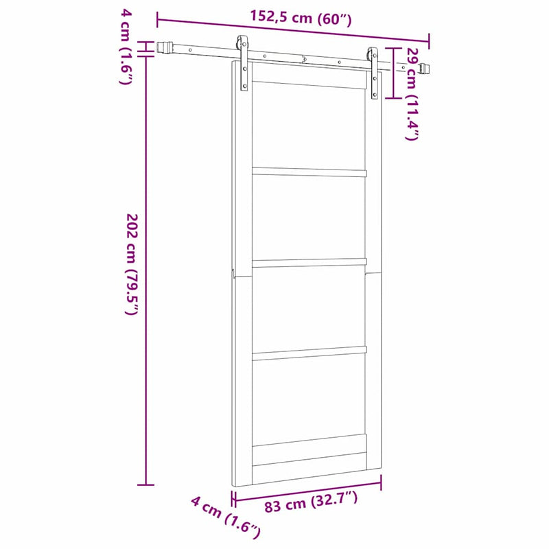 vidaXL Csúszó ajtó Egyéb ORKDAL Fehér 83 x 202 cm