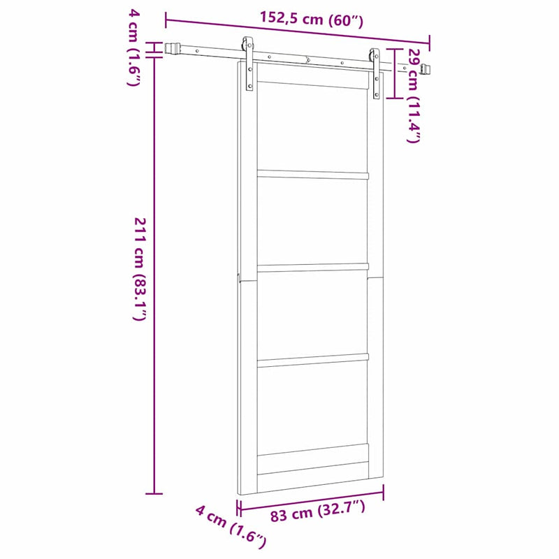 vidaXL Csúszó ajtó Egyéb ORKDAL Barna 83 x 211 cm