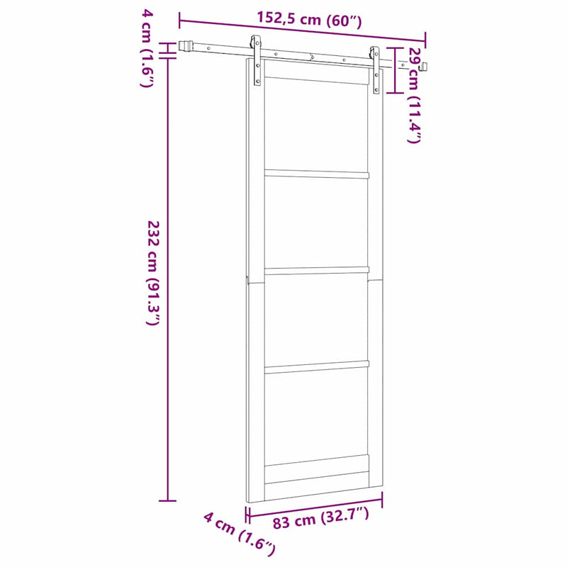 vidaXL Csúszó ajtó Egyéb ORKDAL Fehér 83 x 232 cm