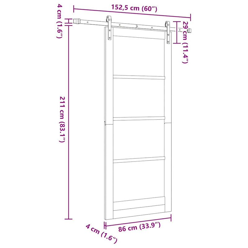 vidaXL Csúszó ajtó Egyéb ORKDAL Barna 86 x 211 cm