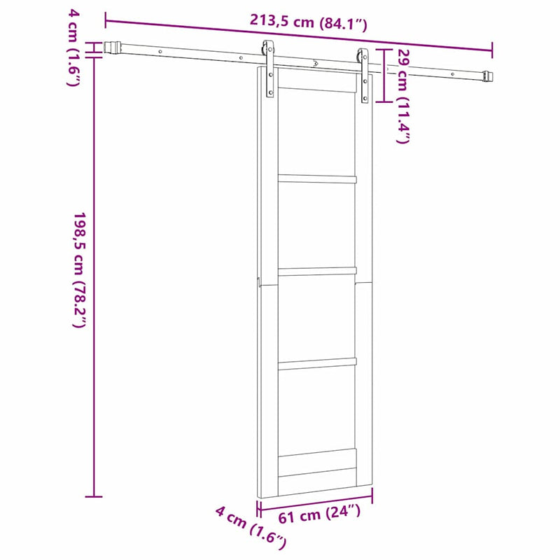 vidaXL Csúszó ajtó Egyéb ORKDAL Barna 61 x 198.5 cm