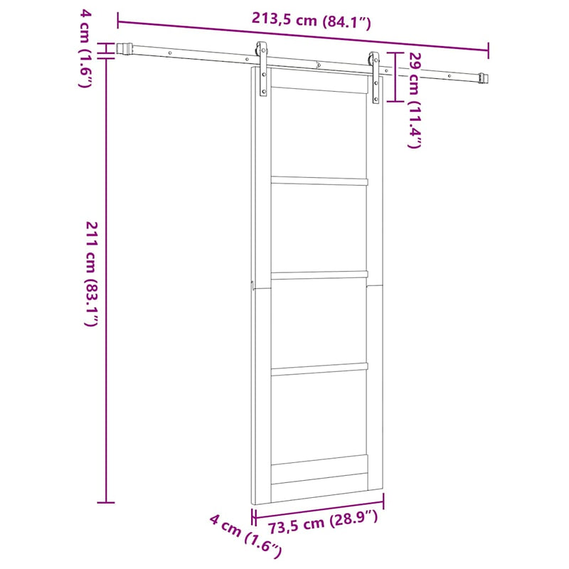 vidaXL Csúszó ajtó Egyéb ORKDAL Barna 73.5 x 211 cm