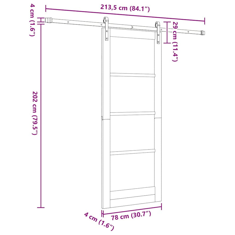 vidaXL Csúszó ajtó Egyéb ORKDAL Barna 78 x 202 cm