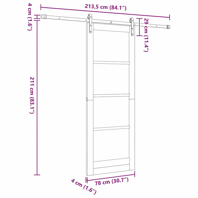 vidaXL Csúszó ajtó Egyéb ORKDAL Barna 78 x 211 cm