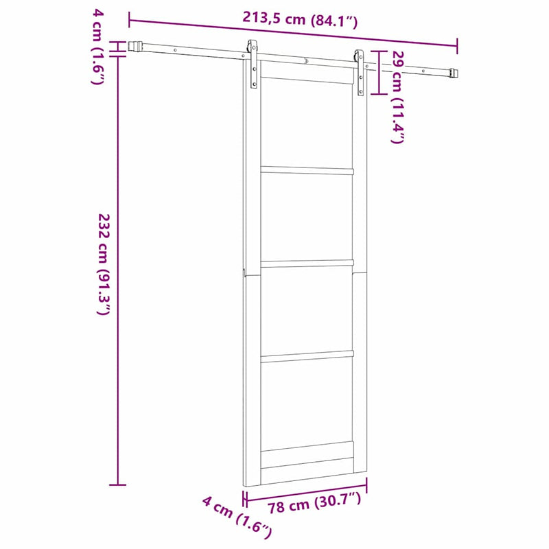 vidaXL Csúszó ajtó Egyéb ORKDAL Fehér 78 x 232 cm