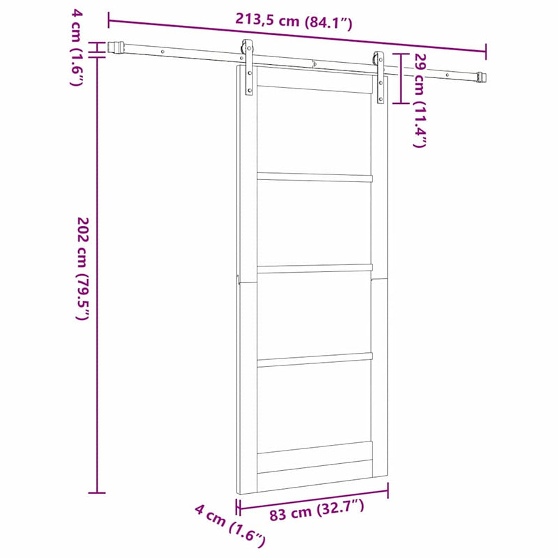 vidaXL Csúszó ajtó Egyéb ORKDAL Barna 83 x 202 cm