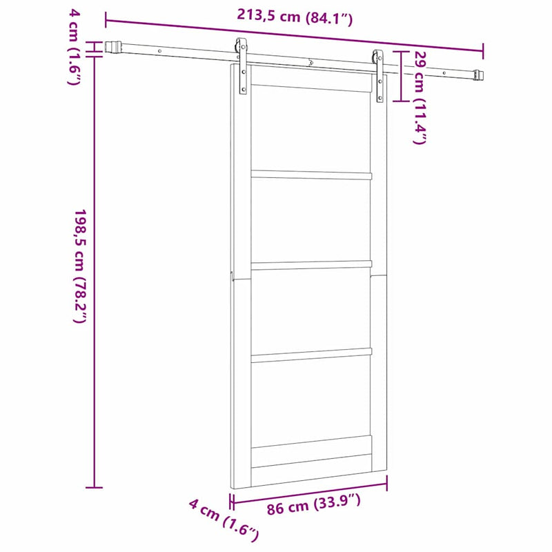 vidaXL Csúszó ajtó Egyéb ORKDAL Barna 86 x 198.5 cm