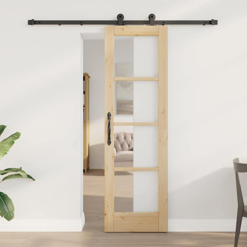 vidaXL Csúszóajtó ORKDAL Barna 61 x 198.5 cm Fa és fém