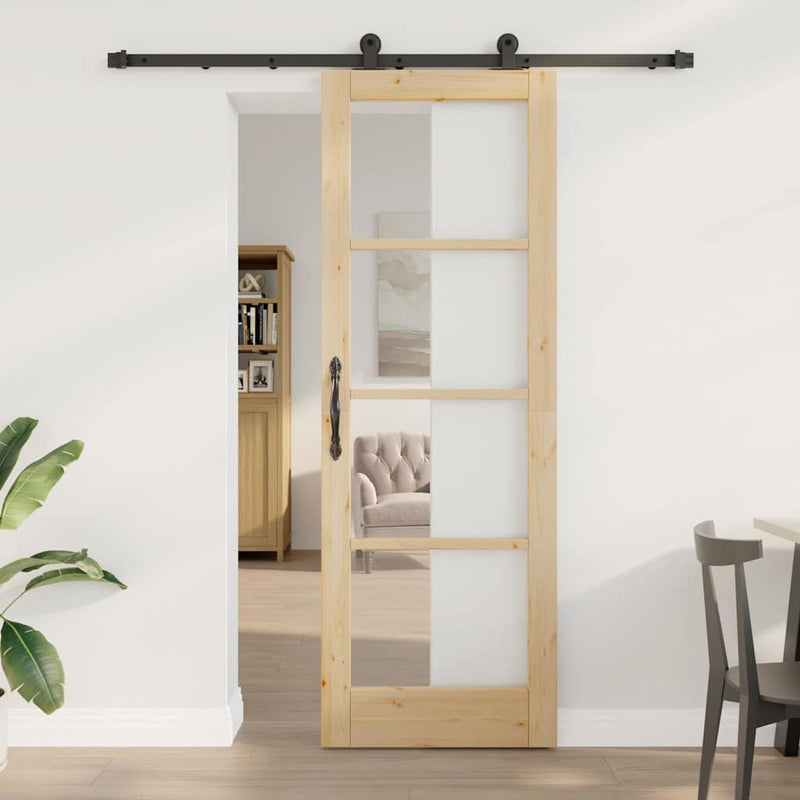 vidaXL Csúszóajtó ORKDAL Barna 73.5 x 211 cm Fa és fém