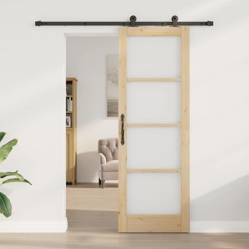 vidaXL Csúszóajtó ORKDAL Barna 73.5 x 211 cm Fa és fém