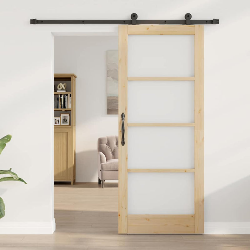 vidaXL Csúszóajtó ORKDAL Barna 83 x 202 cm Fa és fém