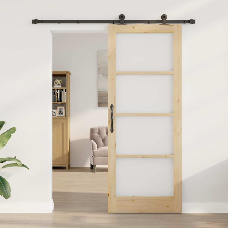 vidaXL Csúszóajtó ORKDAL Barna 83 x 211 cm Fa és fém
