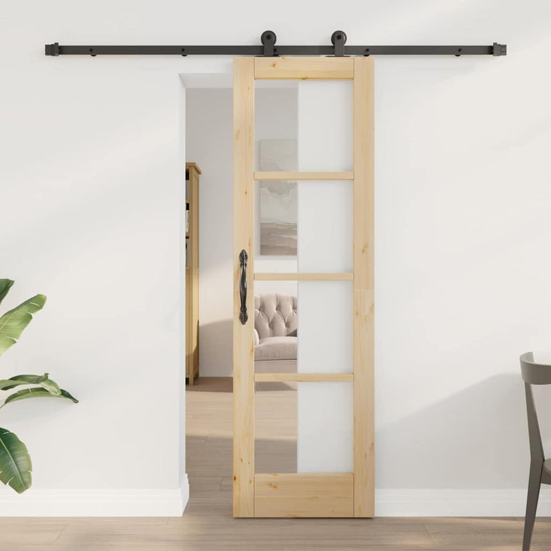 vidaXL Csúszóajtó ORKDAL Barna 61 x 198.5 cm Fa és fém