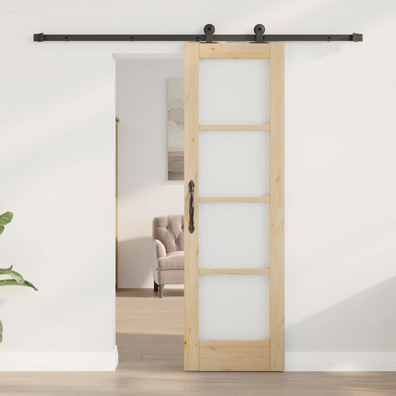 vidaXL Csúszóajtó ORKDAL Barna 61 x 198.5 cm Fa és fém