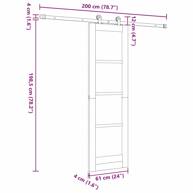 vidaXL Csúszóajtó ORKDAL Barna 61 x 198.5 cm Fa és fém