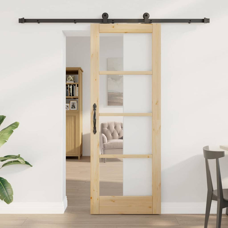 vidaXL Csúszóajtó ORKDAL Barna 73.5 x 198.5 cm Fa és fém