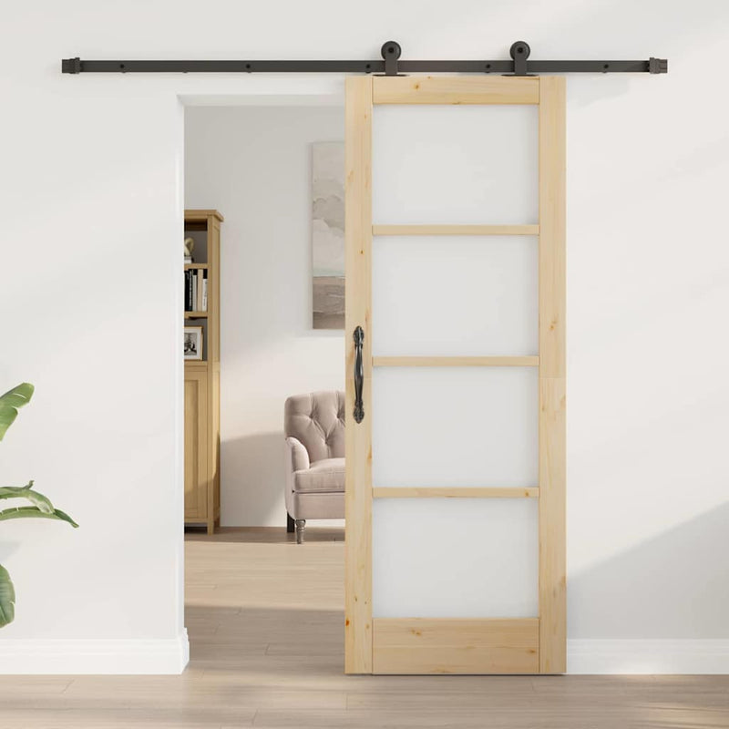 vidaXL Csúszóajtó ORKDAL Barna 73.5 x 198.5 cm Fa és fém