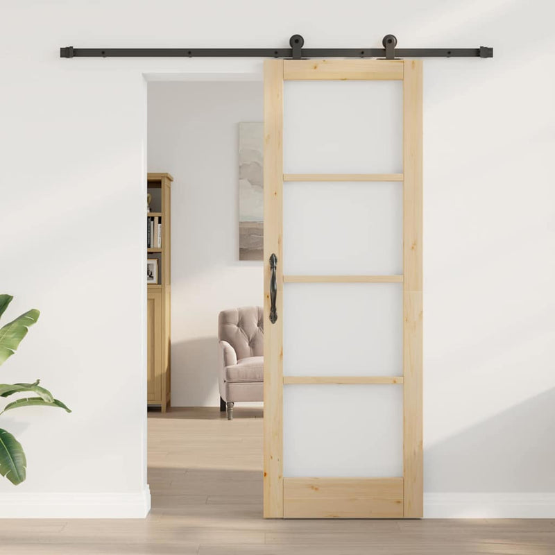 vidaXL Csúszóajtó ORKDAL Barna 73.5 x 211 cm Fa és fém