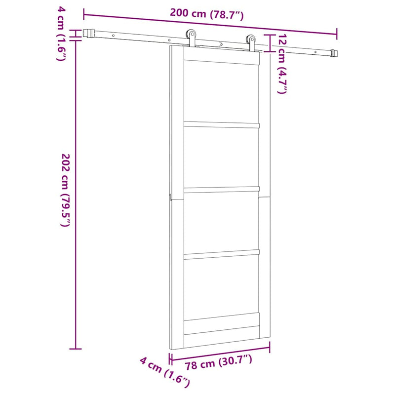 vidaXL Csúszóajtó ORKDAL Barna 78 x 202 cm Fa és fém