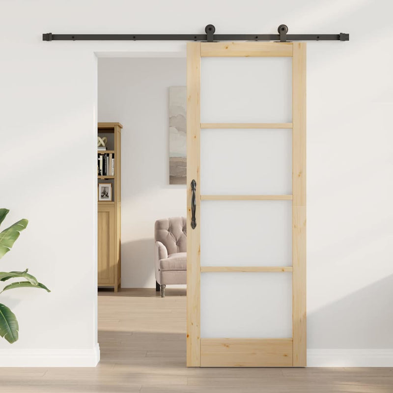 vidaXL Csúszóajtó ORKDAL Barna 78 x 211 cm Fa és fém