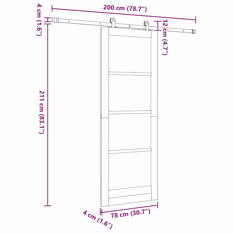 vidaXL Csúszóajtó ORKDAL Barna 78 x 211 cm Fa és fém