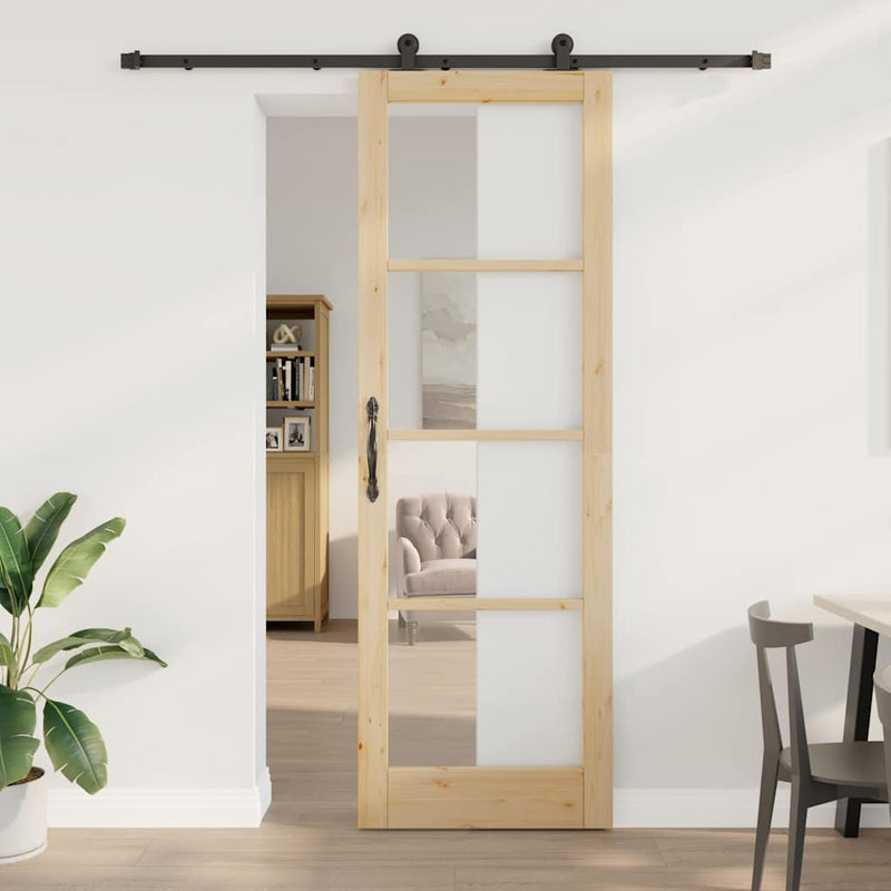 vidaXL Csúszóajtó ORKDAL Barna 78 x 232 cm Fa és fém
