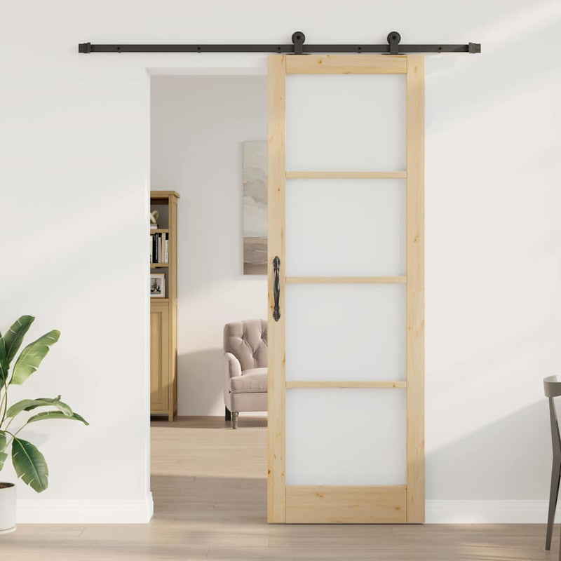 vidaXL Csúszóajtó ORKDAL Barna 78 x 232 cm Fa és fém