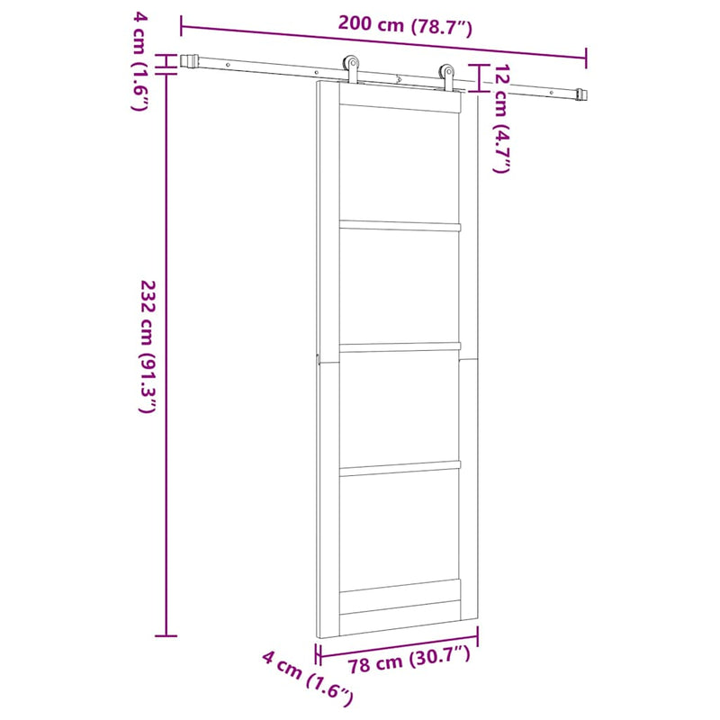 vidaXL Csúszóajtó ORKDAL Barna 78 x 232 cm Fa és fém