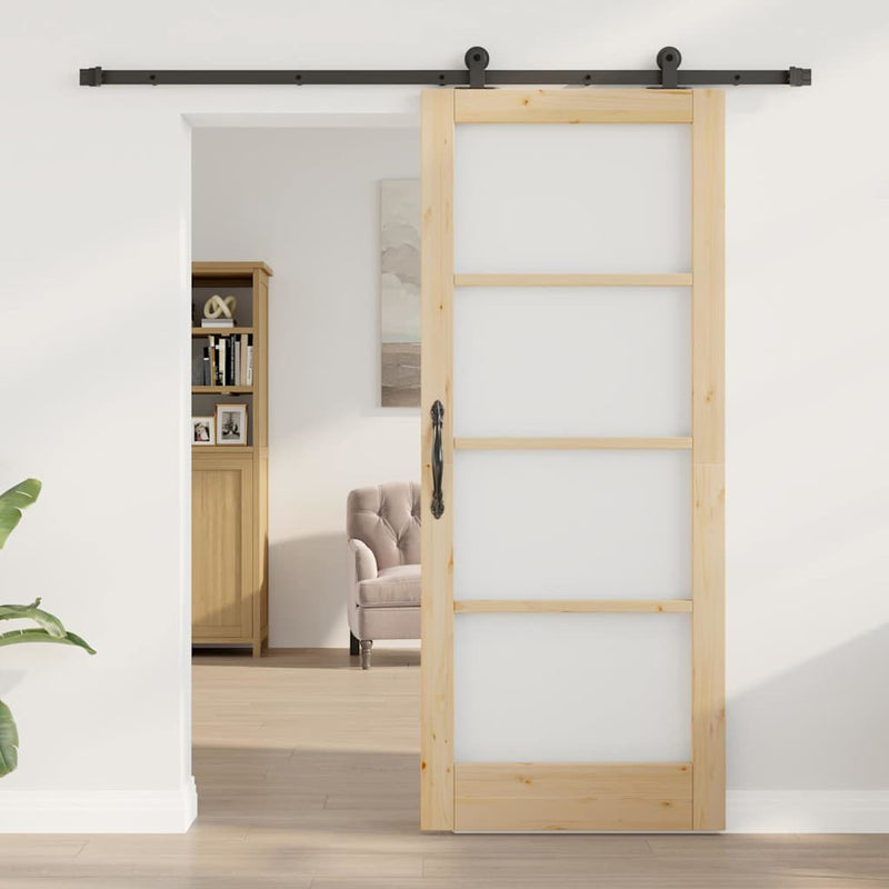 vidaXL Csúszóajtó ORKDAL Barna 83 x 202 cm Fa és fém