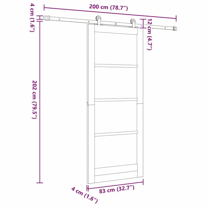 vidaXL Csúszóajtó ORKDAL Barna 83 x 202 cm Fa és fém