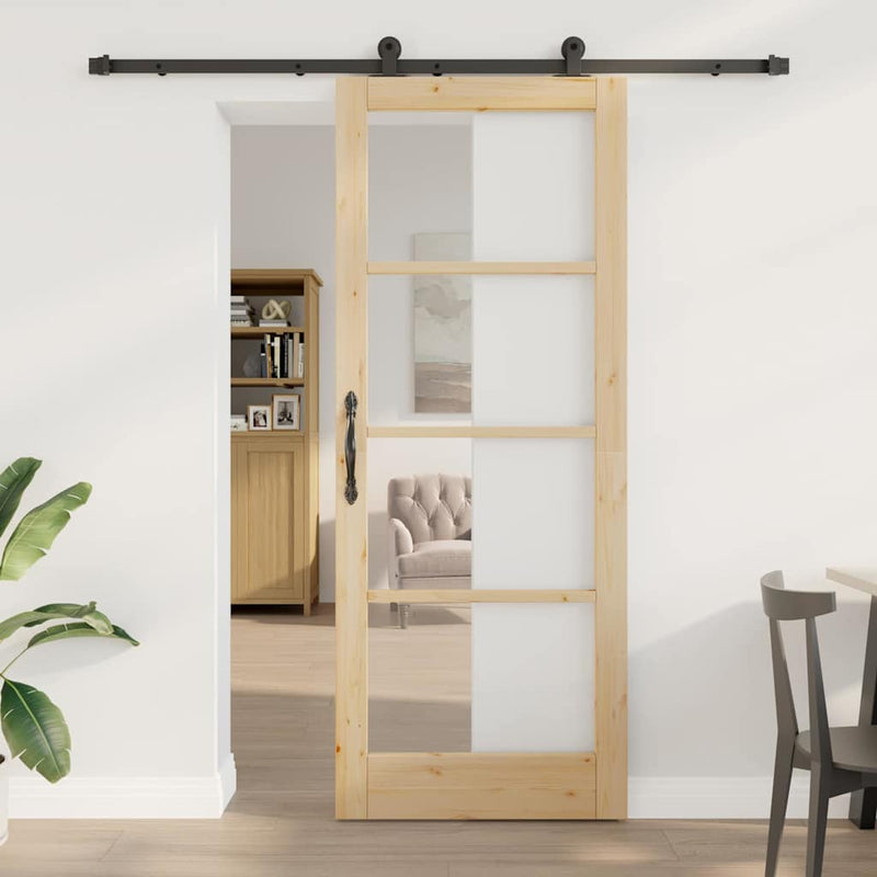 vidaXL Csúszóajtó ORKDAL Barna 83 x 211 cm Fa és fém