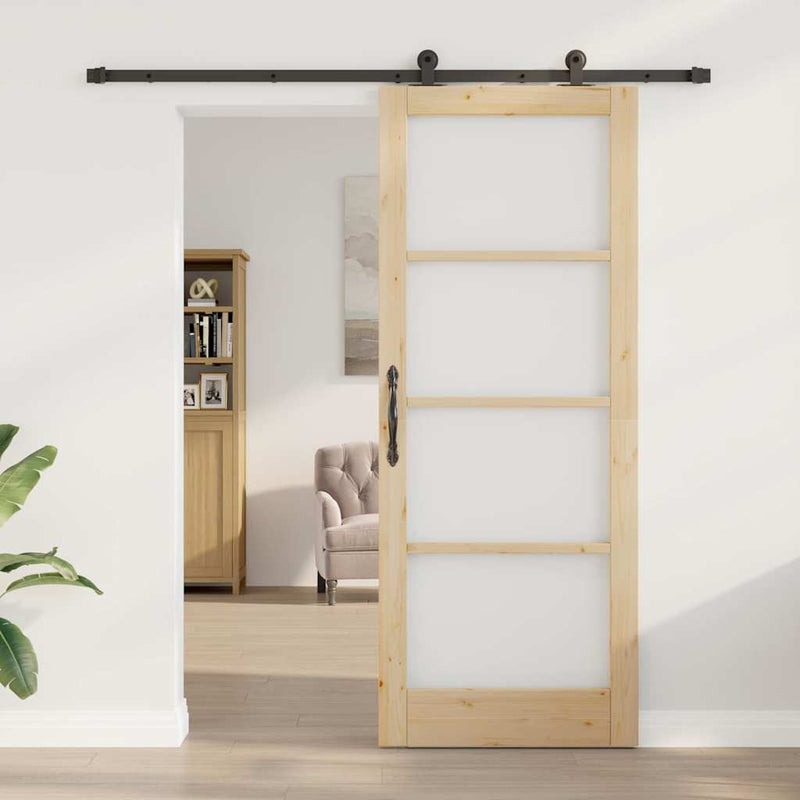 vidaXL Csúszóajtó ORKDAL Barna 83 x 211 cm Fa és fém