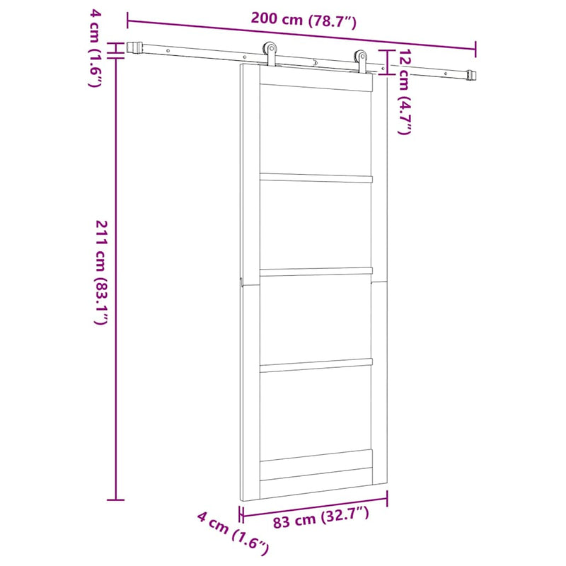 vidaXL Csúszóajtó ORKDAL Barna 83 x 211 cm Fa és fém