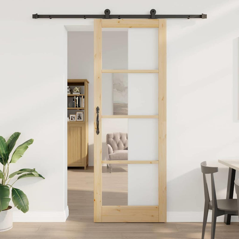 vidaXL Csúszóajtó ORKDAL Barna 83 x 232 cm Fa és fém