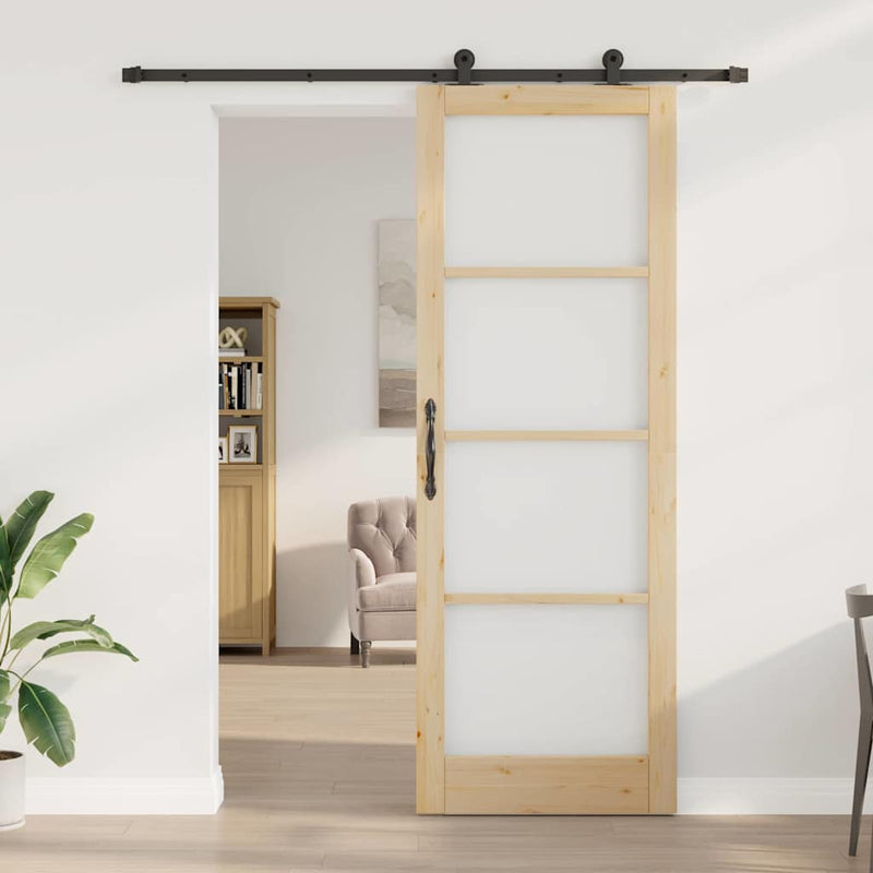 vidaXL Csúszóajtó ORKDAL Barna 83 x 232 cm Fa és fém